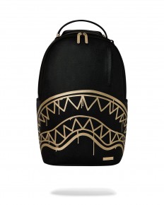 לצפייה במוצר תיק גב Sprayground מעוצב – דגם Gold Drip Shark על רקע שחור דמוי עור